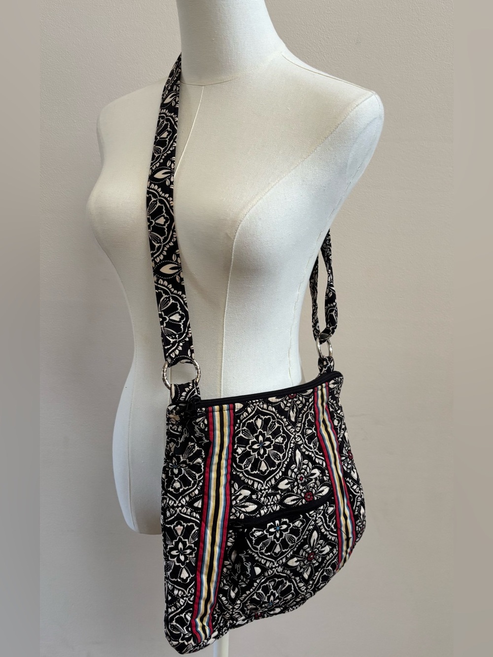 Vera Bradley Little Hipster Crossbody Bag Barcelona Floral Black